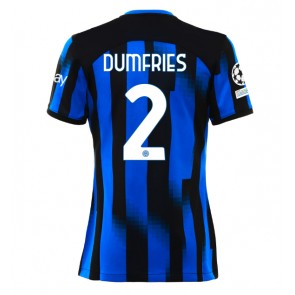 Inter Milan Denzel Dumfries #2 Replika Hjemmebanetrøje Dame 2023-24 Kortærmet